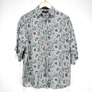 Vintage Generra Short Sleeve Button Shirt Men Small 14-14.5 All Over‎ Print 90s